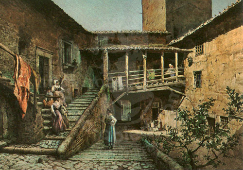 Corte del Palazzo degli Anguillara アングイッラーラ広場の中庭