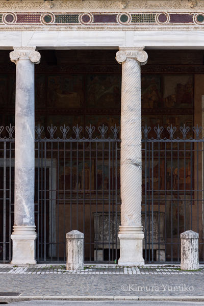 ポティコの柱::いろいろなところから調達されたイオニア式の柱。大きさはほぼそろっているがデザインは異なる
